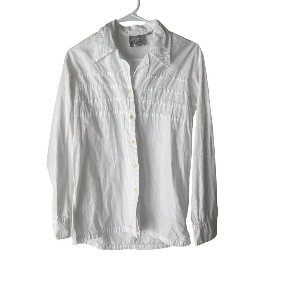 Left Coast Vintage 90s Women's‎ Size S 100% Cotton White Long Sleeve Button Up